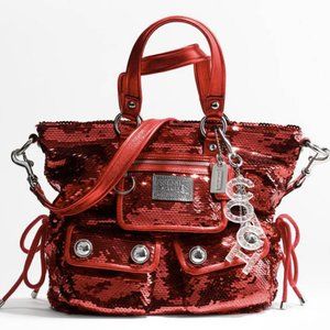 LIMITED EDITION Coach Red Sequin Poppy purse Spotlight 13821
